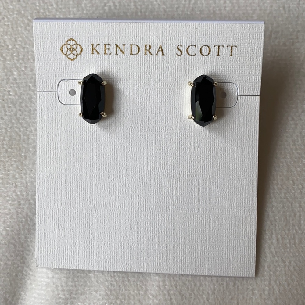 Betty Gold Stud Earrings in Black